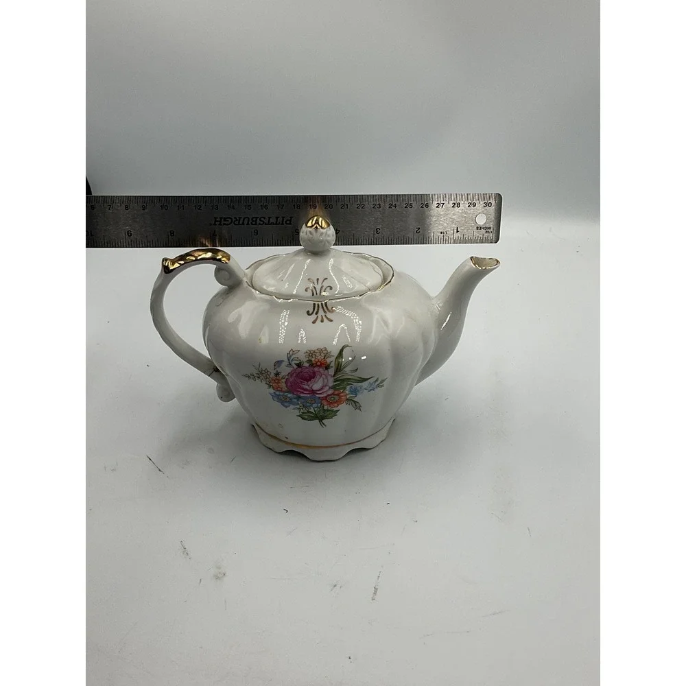 Vintage Porcelain‎ Teapot with Music Box - Floral Design
